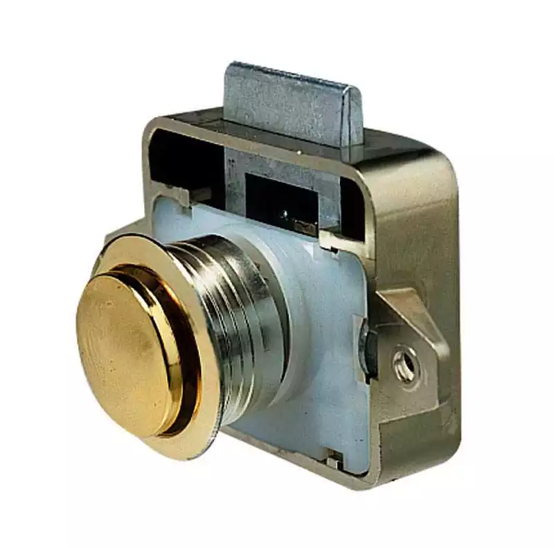 Verrou poussior avec bouton laiton 70 x 45 x 20 mm