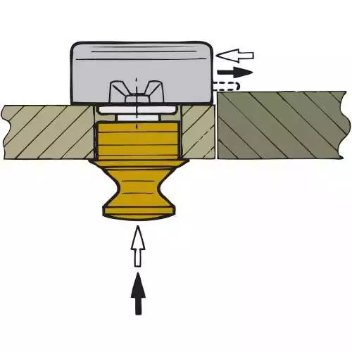 Verrou poussoir avec bouton chromé 70 x 45 x 20 mm