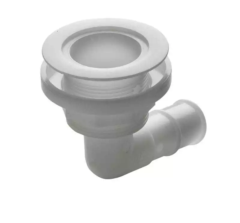 Passe-coque coudé 100 degré avec bride basse pour tuyau diamètre 28 mm 1 1/8' pouces