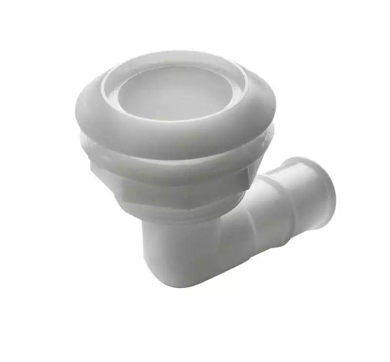 Passe-coque coudé avec bride haute pour tuyau diam 25 mm (1')