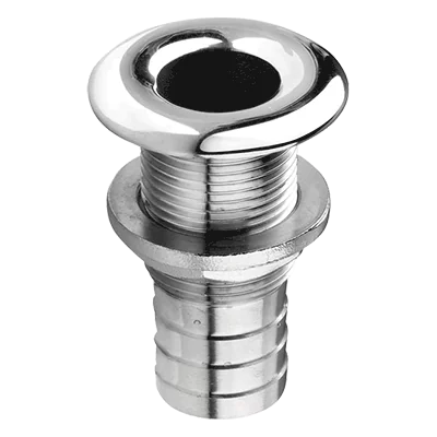 Passe coque inox bords arrondis polie 3/8'' pouces raccord cannelé tuyau 14 mm