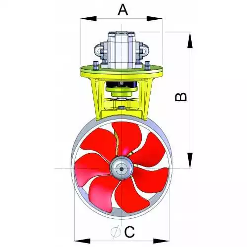 Embase 230 kgf pour propulseur hydraulique inclus moteur hydraulique pour tuyere 300 mm.