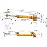 Vérin hydraulique VETUS MTC7210 – course 225 mm – raccordement tube Ø10 mm