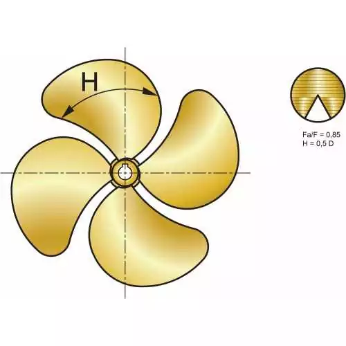 Hélice manganèse bronze 4 pales Type P4G diamètre 16"