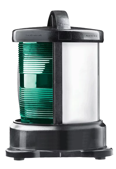 Feu tout horizon vert montage sur socle boitier noir ampoule non fournie