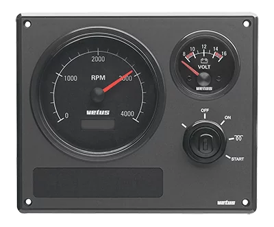 Tableau de bord moteur synthétique type MP22 12V 2 instruments noir 0-4000 RPM