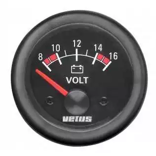 Voltmetre noir 12V 10-16V trou d'encastrement 52mm