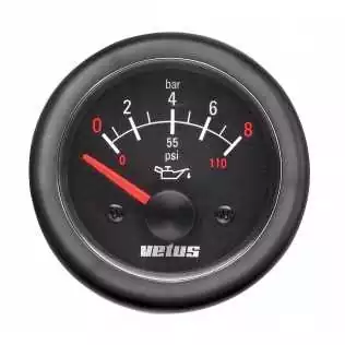 Indicateur noir de pression d'huile 12V 0-8 bar 0-110 psi encastrement 52mm