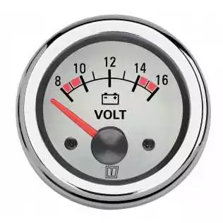 Voltmetre blanc 12V 10-16V trou d'encastrement 52mm