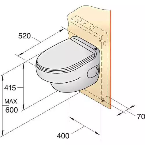 Toilette type HATO avec systeme de pompe 230 Volt 50 Hz