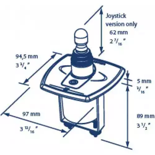 Tableau de commande à joystick pour propulseur d'étrave avec temporisation en aluminium 95 x 95 mm 12 24V
