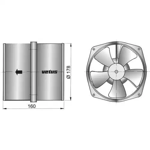 Ventilateur extracteur type VENT 12 Volt 6A capacité 12,2m3/min diamètre 178mm