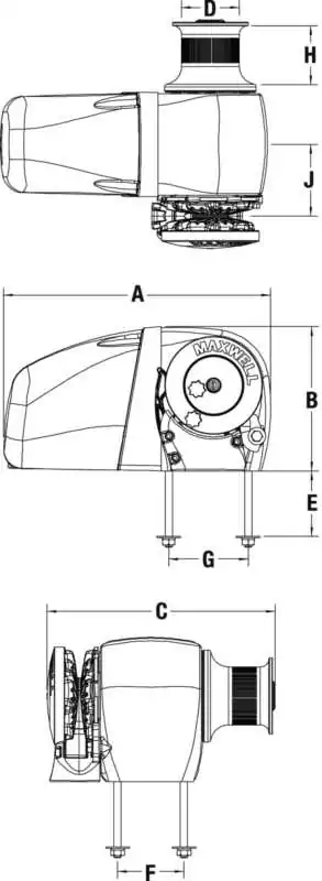 Guindeau Horizontal HRC10-10 – 24V 1200W SCW Gauche – Chaîne 10 mm DIN 766 & Corde 16 mm – Chute libre automatique