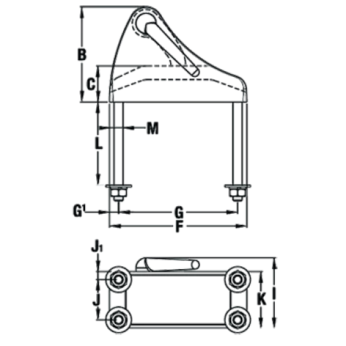 Stoppeur de chaine à levier chaine de 10-13mm spécial pour guindeau RC10 et RC12