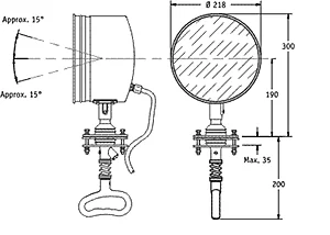Projecteur diamètre 214mm 24 ou 220V commandé depuis la cabine ampoule non fournie