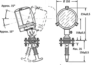 Projecteur diamètre 150mm 12V commande à rotule depuis la timonerie ampoule non fournie