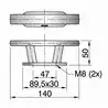 Taquet inox type TAURUS 1 longueur 140mm charge de travail 575kg