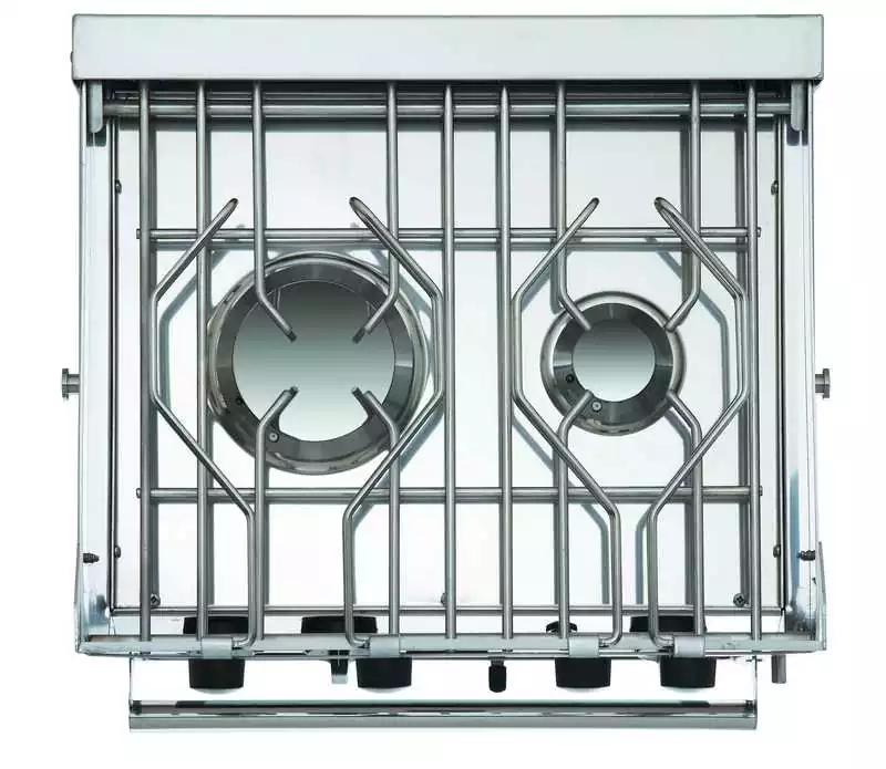 Cuisinière inox 2 feux avec four compact 14L