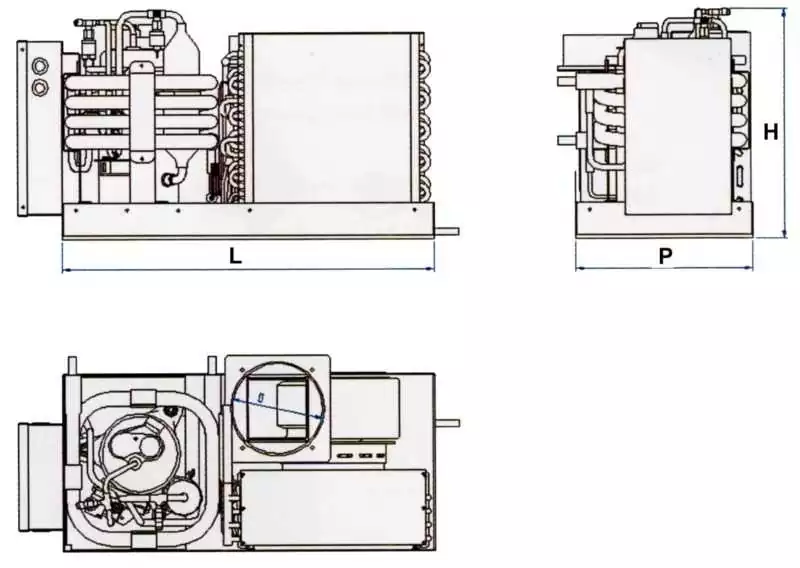 Climatisation 12000 BTU 230V 50HZ avec commande Débit air 550 m3/h