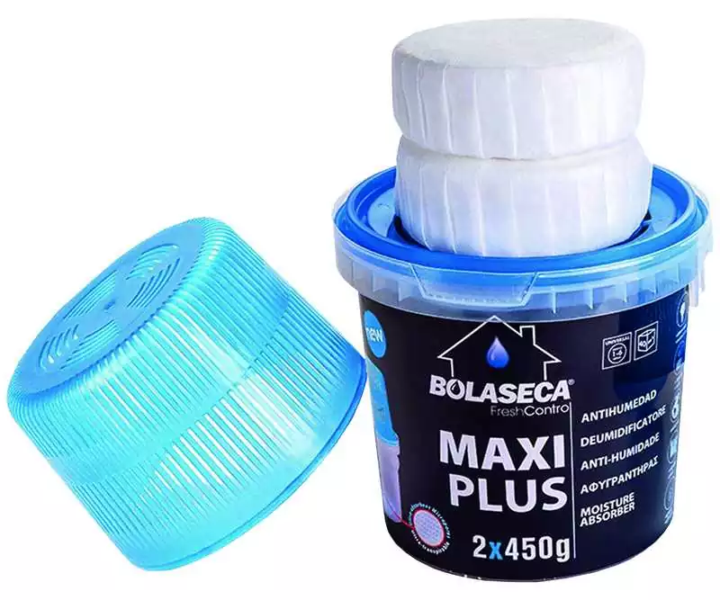 Panier seau Absorbeur d'humidité 1KG avec deux galets de 450g