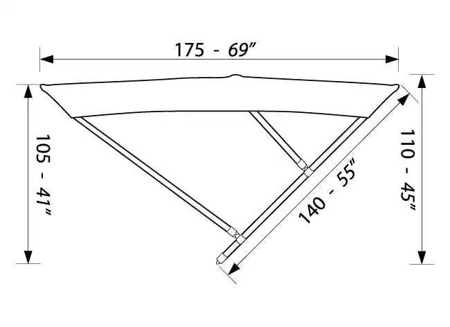 Bimini 3 arceaux Blanc Hauteur 110 cm Longueur 175 cm Largeur 170 cm