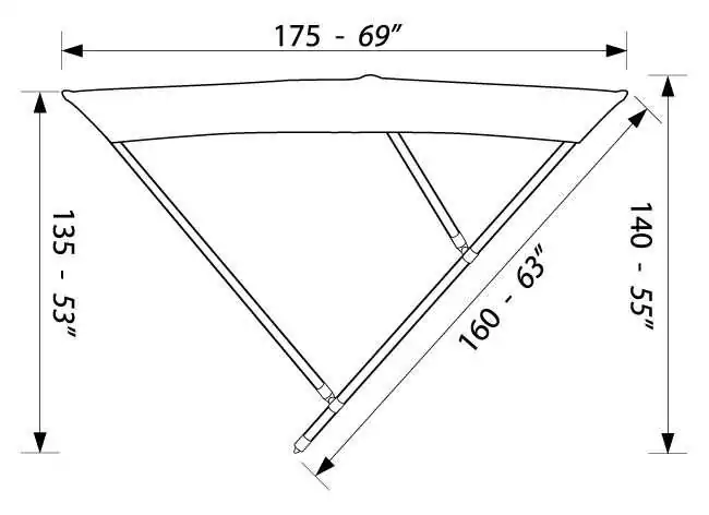Bimini 3 arceaux Blanc Hauteur 110 cm Longueur 175 cm Largeur 200 cm