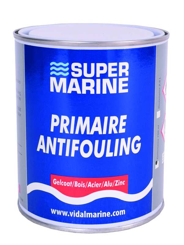 Primaire Antifouling Gris 750ml Supports Gelcoat bois alu acier zinc anti-corrosion