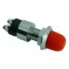 Poussoir étanche laiton chromé 30A 12V Cabochon rouge diamètre 16 x 34 mm