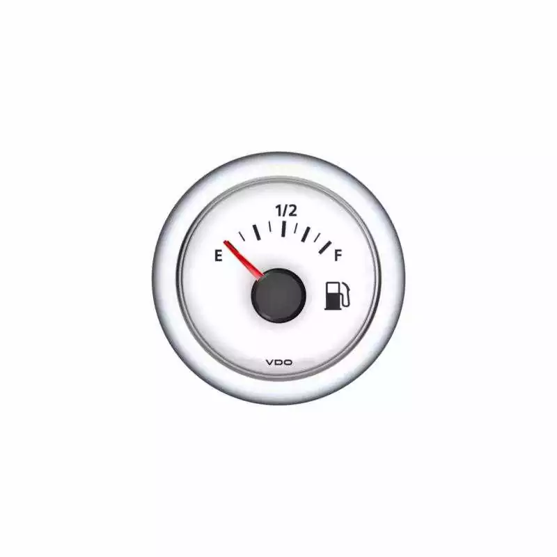 Indicateur de carburant 52mm 12-24V 90ohms fond blanc cercle rond blanc