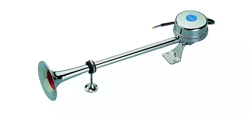 Klaxon 1 trompe 12V 6A Chromé Longueur 470mm 119 dB