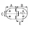 Charnière de pont inox 316 90x60mm 4 inserts M8