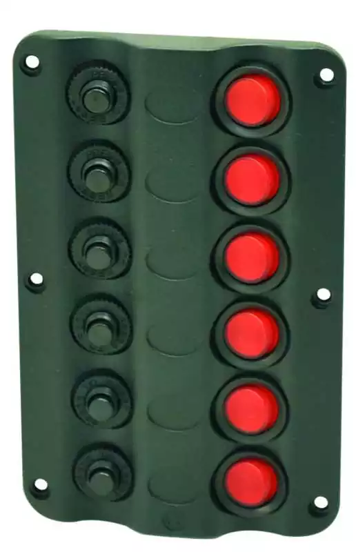 Tableau électrique intérieur 6 interrupteurs rouges lumineux 6 diruptors