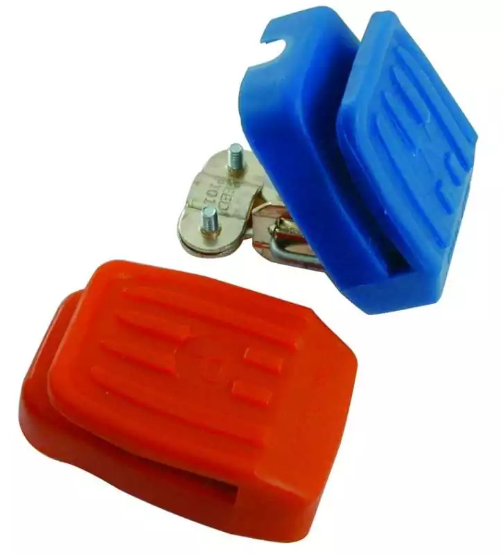Jeu de cosses batterie automatique bleu et rouge
