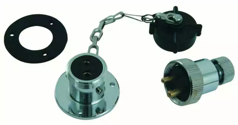 Prise avec fiche étanche 3A 3 poles laiton chromé