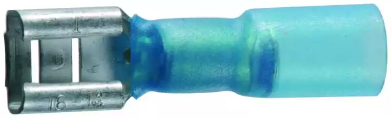 10 cosses thermorétractables 6,3mm clip femelle bleu section câble 1,5-2,5mm²