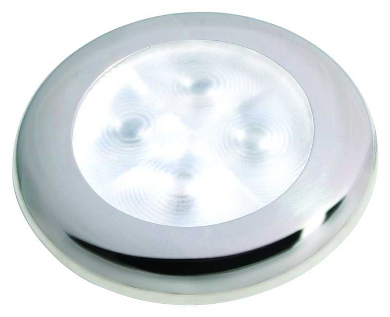 Plafonnier LED ronde courtoisie éclairage blanc 12V inox poli