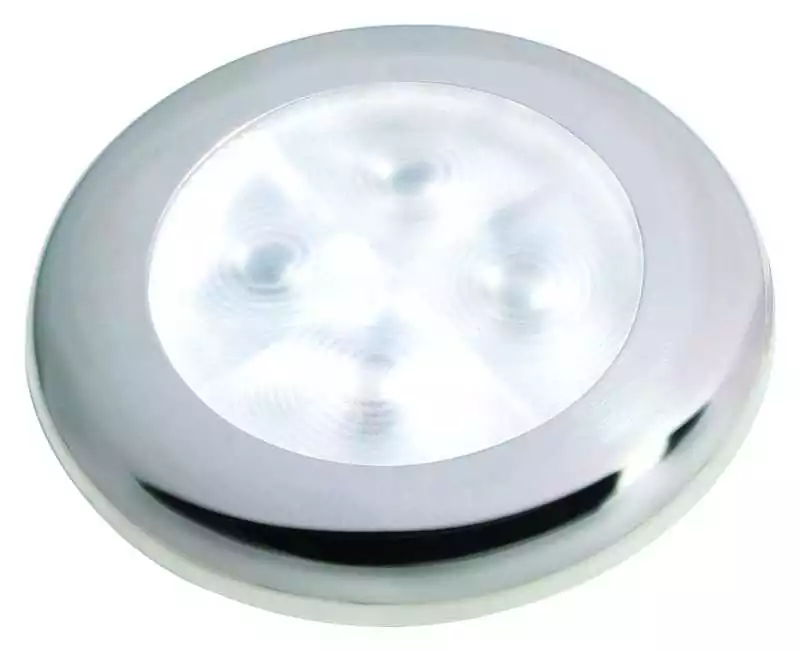 Plafonnier LED ronde courtoisie éclairage blanc 24V inox poli