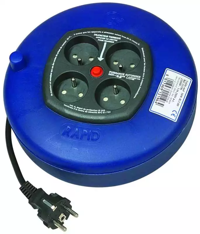 Enrouleur de câble 4 prises BricoLine H05VVF 3x1,5mm2 25m