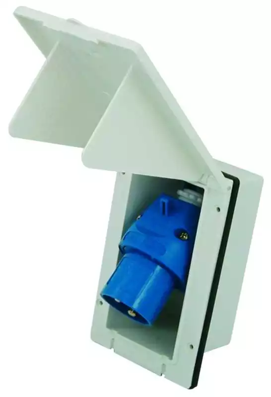Socle de connecteur encastrable male 230V CEE P17 16A 2 Prises et terre étanche