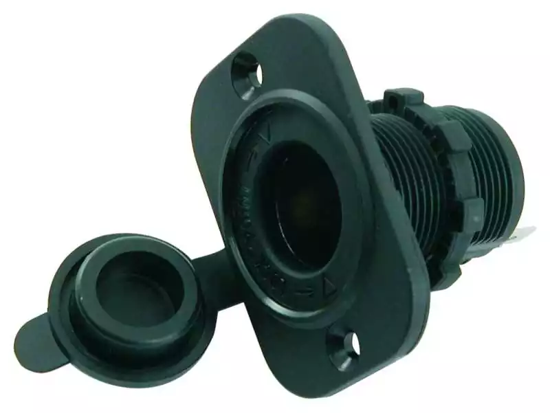 Prise femelle allume cigare noire avec cabochon verrouillable Prise femelle allume cigare noire avec cabochon verrouillable