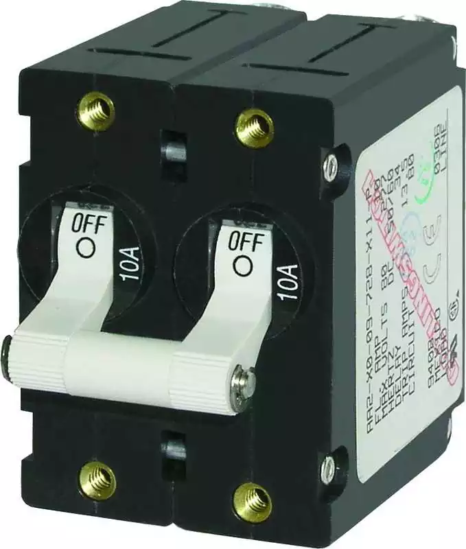 Disjoncteur Serie A Toggle blanc 15A bipolaire magnéto-thermique