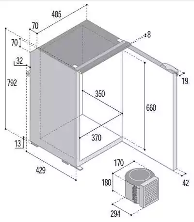 Réfrigérateur SeaClassic C95L noir Airlock 12/24V unité externe 95L