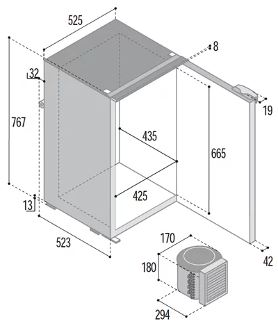 Réfrigérateur SeaClassic C130L noir 130L Airlock 12/24V unité externe
