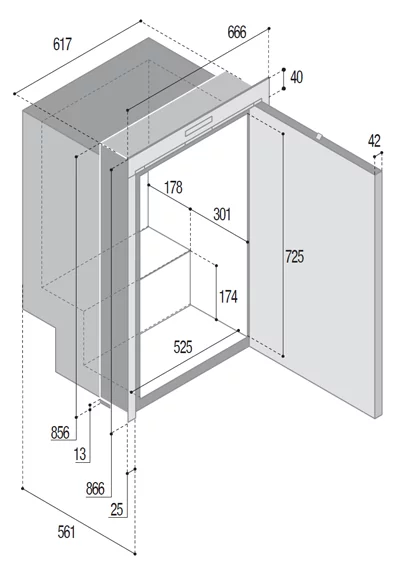 Réfrigérateur 157L SeaDrawer C180 OCX2 unité interne 12/24V