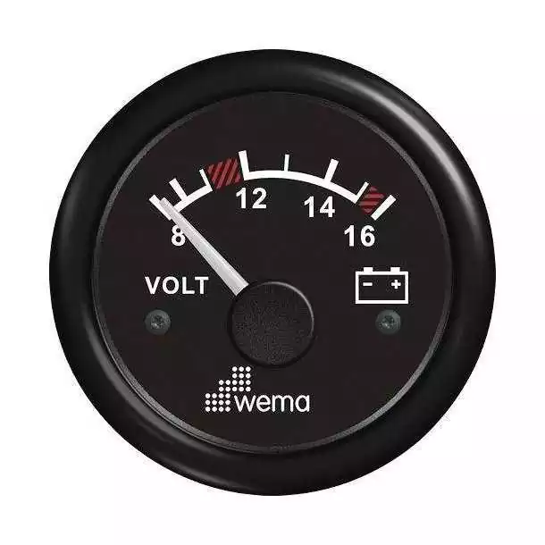Voltmètre 8-16V noir diamètre 52MM