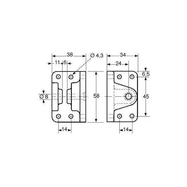 Support de compas à gaz polyamide gris – axe Ø 8 mm, passage 6 mm