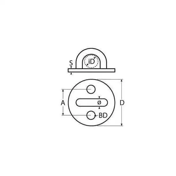 Pontet sur platine ronde A2 diamètre 33mm Vendu par 10