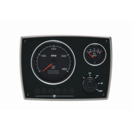 Tableau de bord moteur aluminium noir type MPA22 12V 2 instruments noir 0-4000 RPM