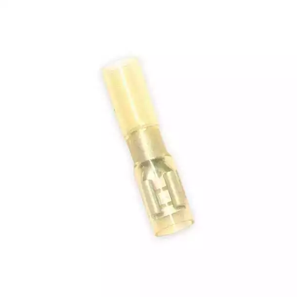 100 Fiches femelle thermorétractables jaunes 6.35mm câble 4-6mm²