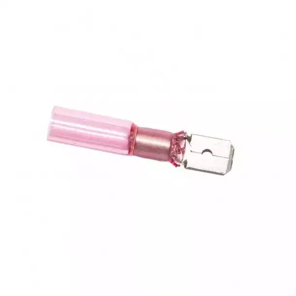 100 Fiches mâles thermorétractables Rouge 6.35mm câble 0.5-1.5mm²